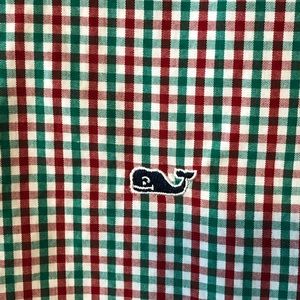 Vineyard Vines Big Boys Red Green Plaid LS Whale Button Shirt sz L